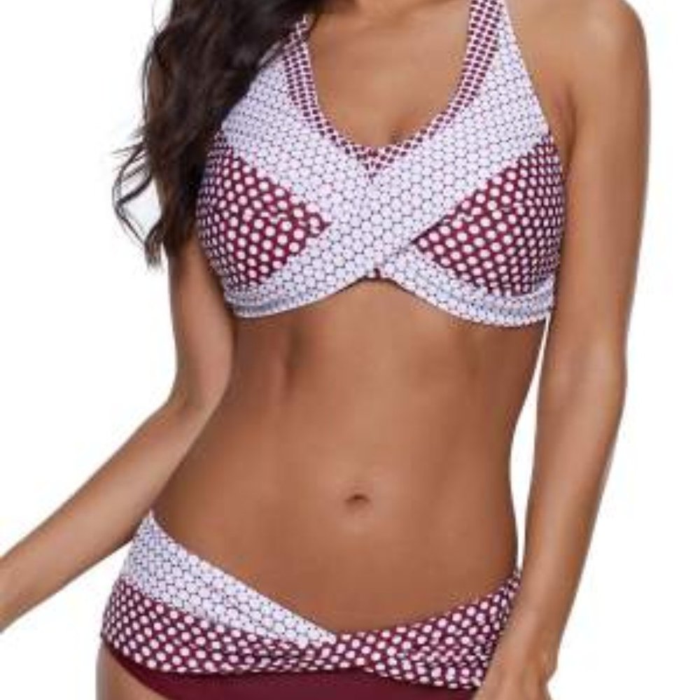 Polka Dot Bikini Twist Front 2 pc swimsuit
